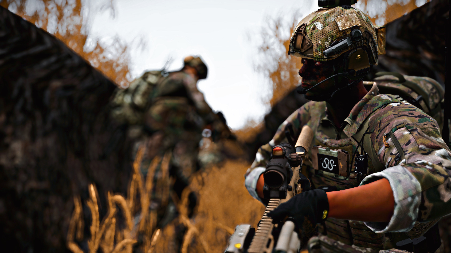 3CDO Arma Reforger Milsim UK Operation – Call signs practicing in trenches during training events.